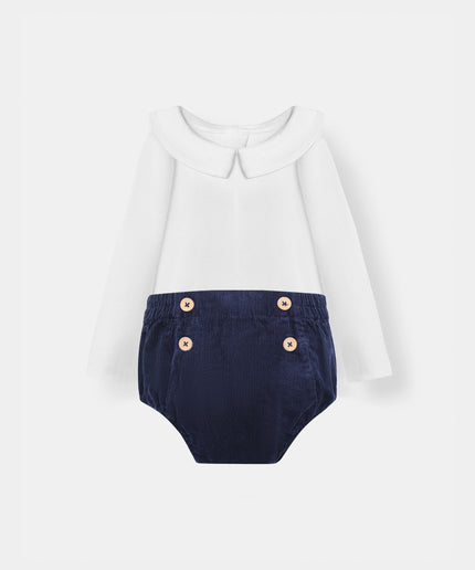 Bermuda Bodysuit + Sailor Short - White/Navy
