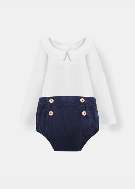 Bermuda Bodysuit + Sailor Short - White/Navy - Atlas & Maya  Bermuda Bodysuit + Sailor Short - White/Navy Bamboo Set