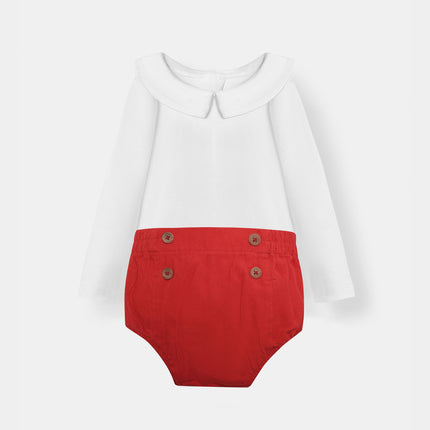 Bermuda Bodysuit + Sailor Short - White/Red