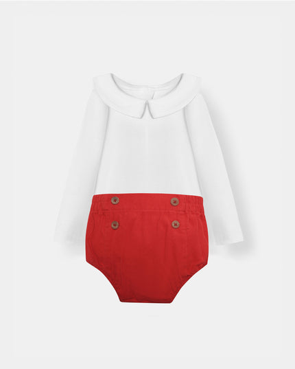 Bermuda Bodysuit + Sailor Short - White/Red