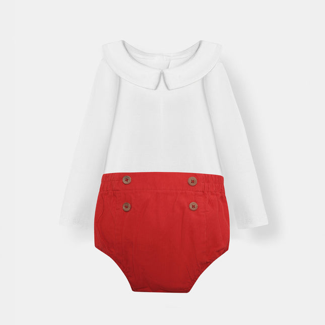 Bermuda Bodysuit + Sailor Short - White/Red