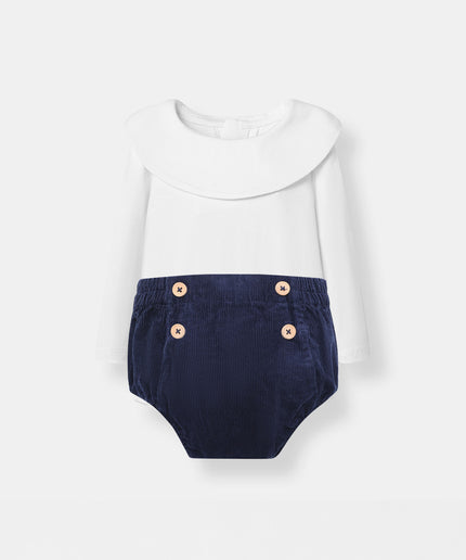 Berta Bodysuit + Sailor Short - White/Navy - Atlas & Maya  Berta Bodysuit + Sailor Short - White/Navy Bamboo Set