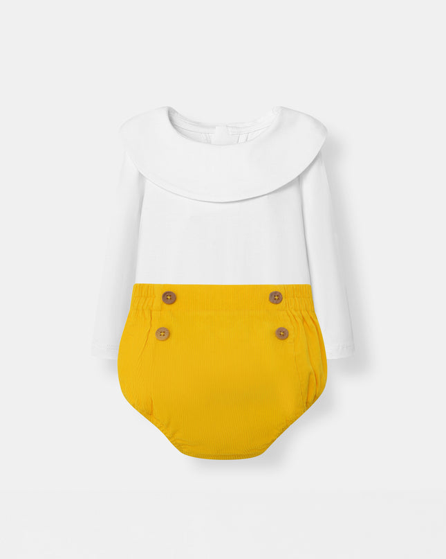 Berta Bodysuit + Sailor Short - White/Yellow