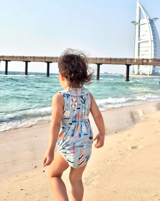 Berta Bubble Romper - Anchor Away