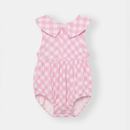 Berta Bubble Romper - Blush Plaid - Atlas & Maya