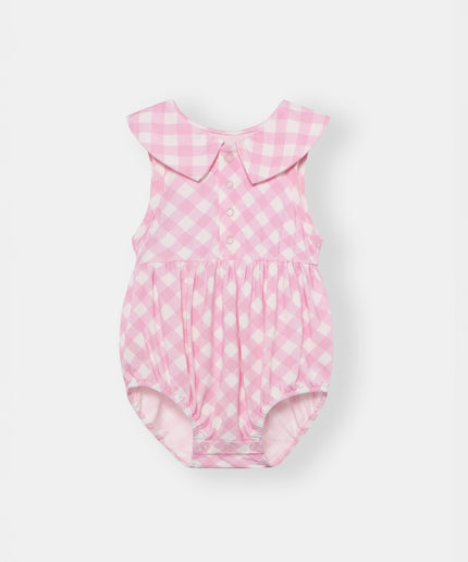 Berta Bubble Romper - Blush Plaid - Atlas & Maya