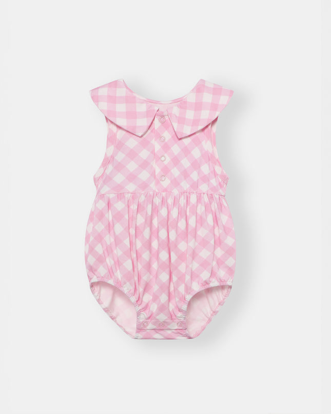Berta Bubble Romper - Blush Plaid - Atlas & Maya