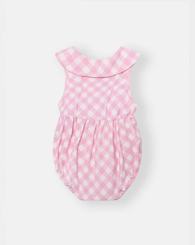 Berta Bubble Romper - Blush Plaid - Atlas & Maya