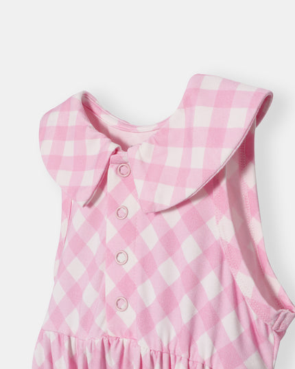 Berta Bubble Romper - Blush Plaid - Atlas & Maya