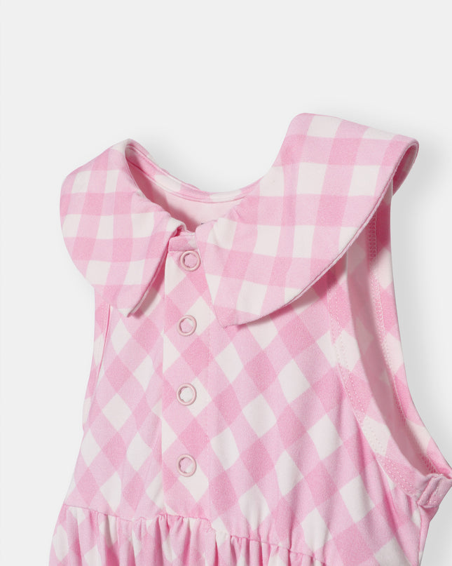 Berta Bubble Romper - Blush Plaid - Atlas & Maya