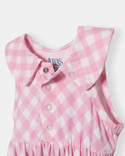 Berta Bubble Romper - Blush Plaid - Atlas & Maya