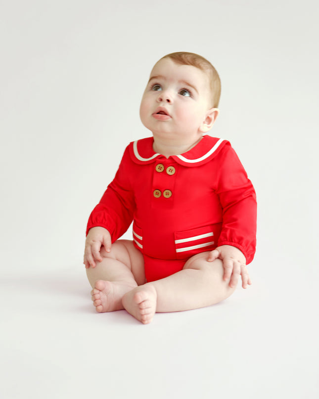 First Mate Romper - Red
