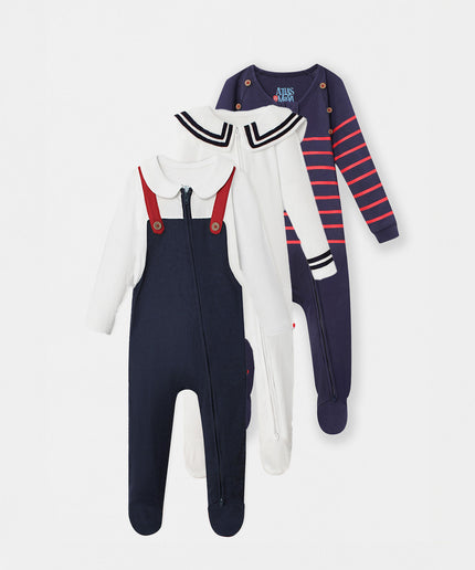 Nautical Playsuit Favorites Bundle (0-9 Months) - Atlas & Maya  Nautical Playsuit Favorites Bundle (0-9 Months) Bamboo Zippy