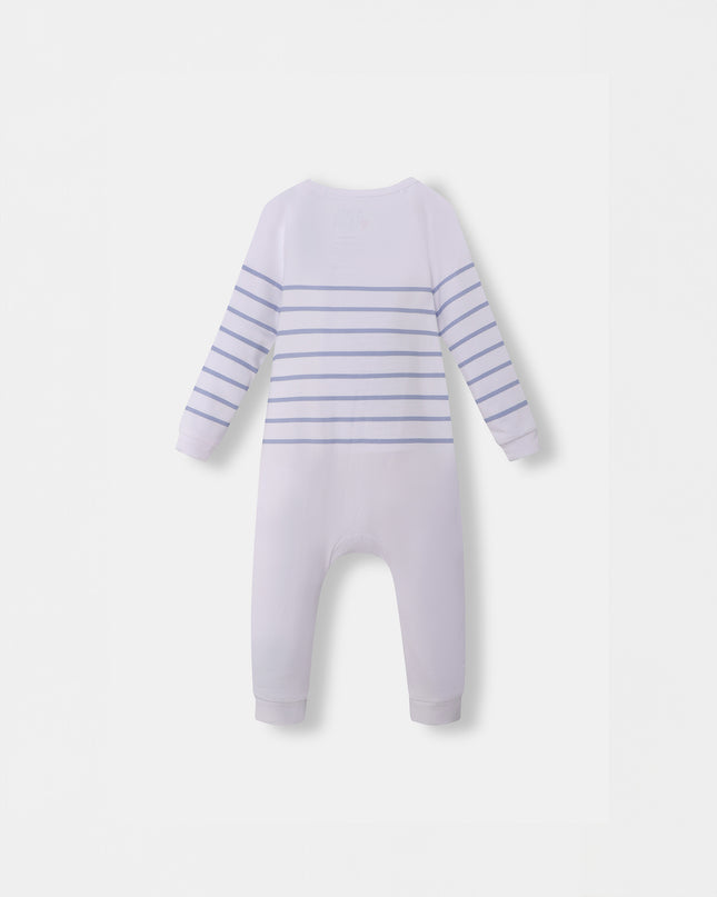 Captain Cuddle Playsuit - White & Blue (Footless)