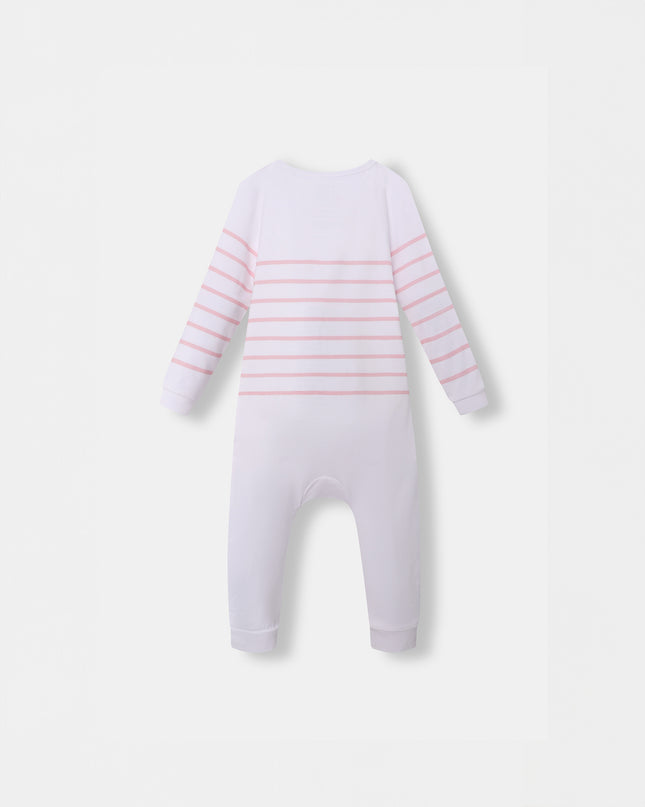 Captain Cuddle Playsuit - White & Pink (Footless)