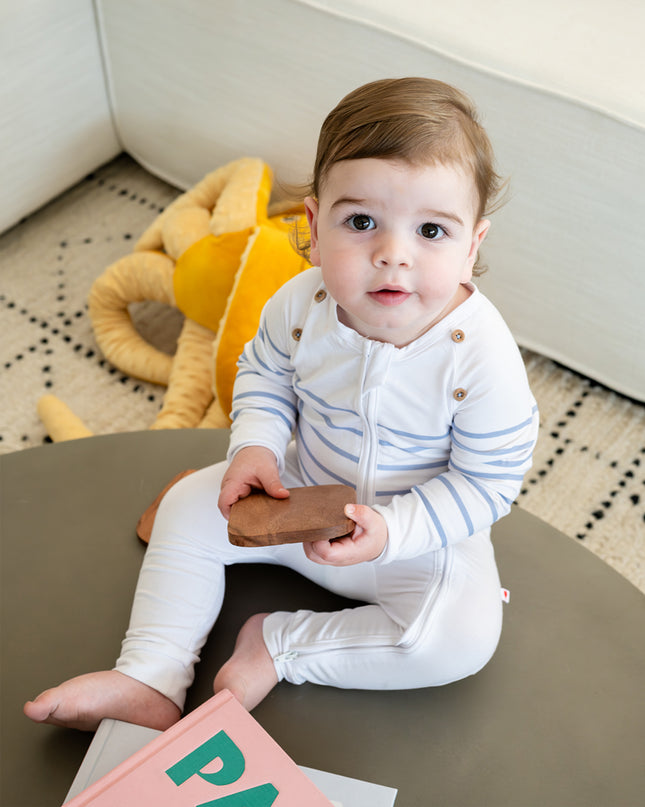 Captain Cuddle Playsuit - White & Blue (Footless)