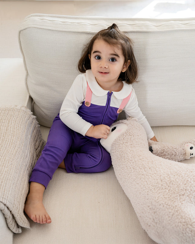 Fancy Pantsy Overall Playsuit - Purple (Footless)