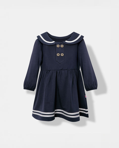 ワンピース LIFE IS MAGICAL SAILOR DRESS NAVY igusa Bamboo Baby Sailor Dress | Navy Blue | Atlas & Maya