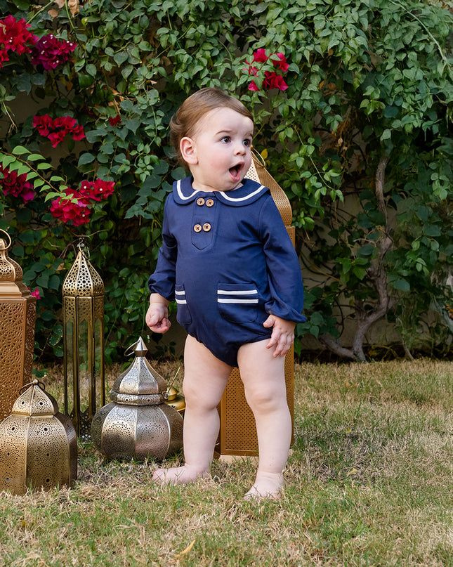 First Mate Romper - Navy Blue