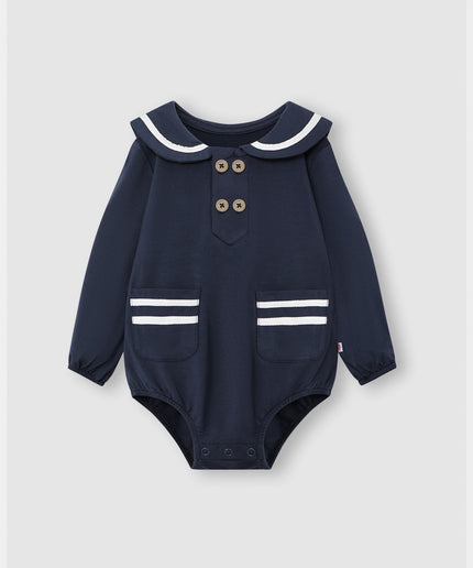 First Mate Romper - Navy Blue - Atlas & Maya
