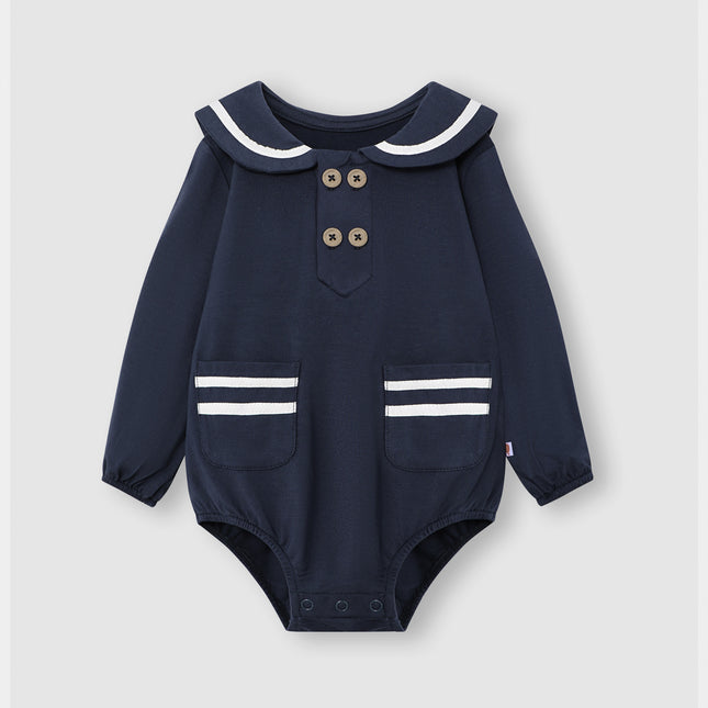 First Mate Romper - Navy Blue - Atlas & Maya
