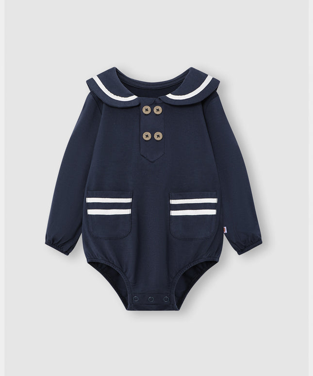First Mate Romper - Navy Blue - Atlas & Maya