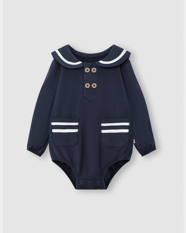 First Mate Romper - Navy Blue - Atlas & Maya