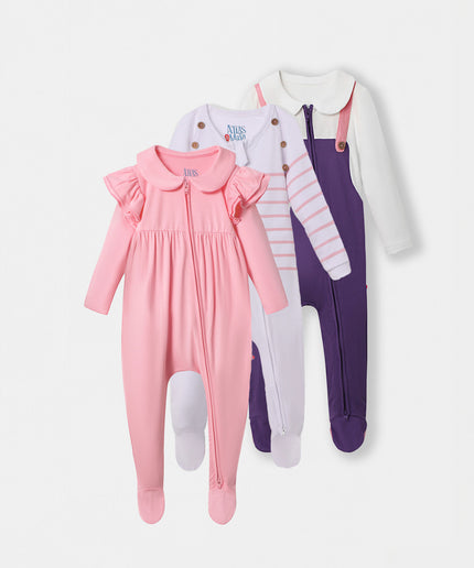 Girl Favorite Playsuit Bundle Set - Atlas & Maya  Girl Favorite Playsuit Bundle Set Bamboo Zippy