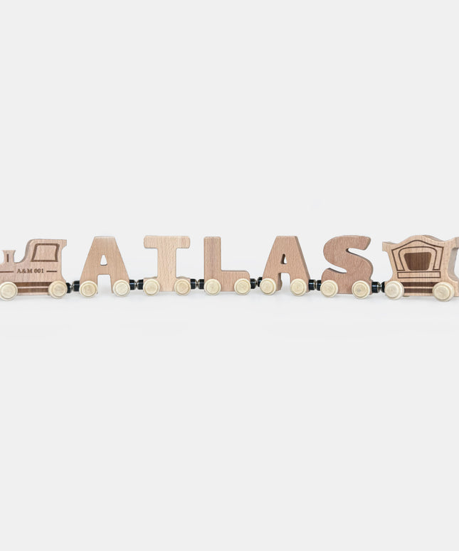 The Keepsake Wooden Name Train - Personalised - Atlas & Maya  The Keepsake Wooden Name Train - Personalised Bamboo 
