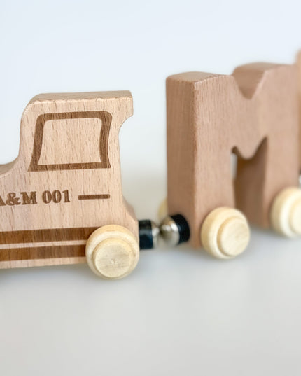 The Keepsake Wooden Name Train - Personalised - Atlas & Maya  The Keepsake Wooden Name Train - Personalised Bamboo 