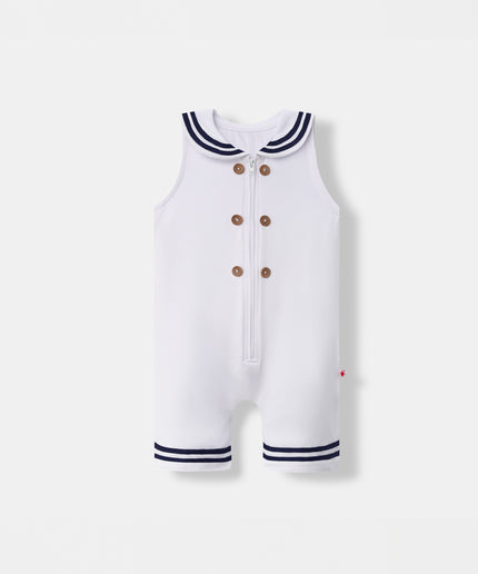 Little Skipper Jumpsuit - White - Atlas & Maya  Little Skipper Jumpsuit - White Bamboo Romper