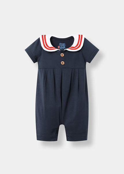 Little Skipper Romper - Navy Blue - Atlas & Maya