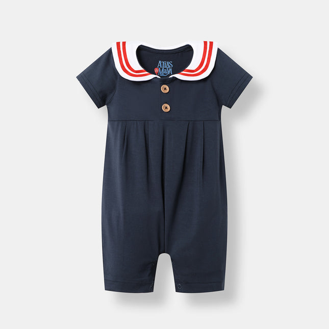 Little Skipper Romper - Navy Blue - Atlas & Maya