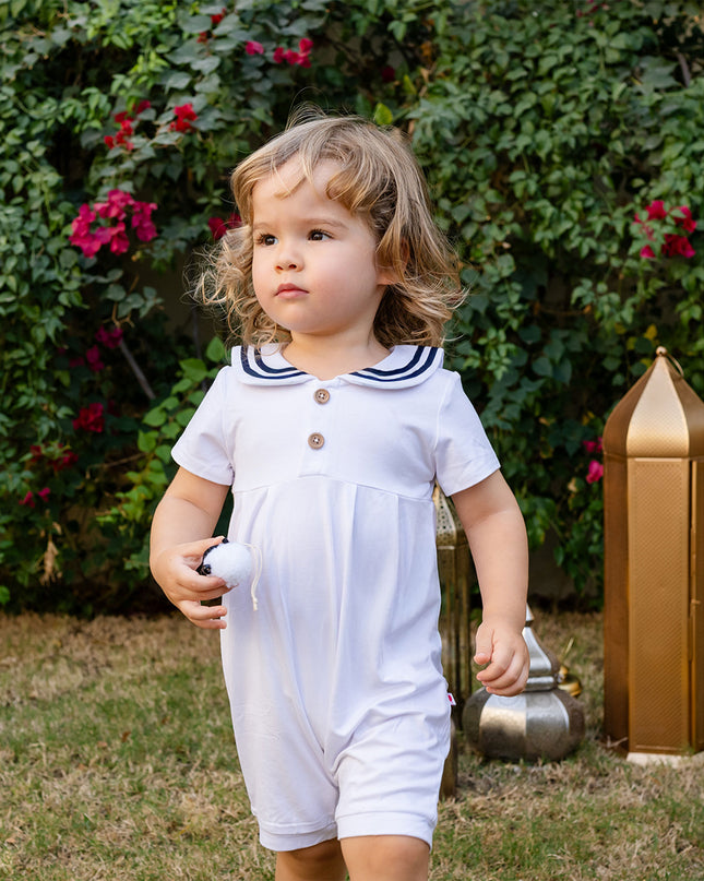 Little Skipper Romper - White