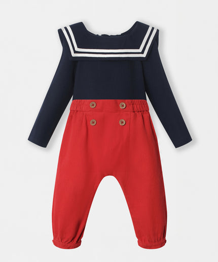 Nautical Bodysuit + Sailor Pant - Navy/Red