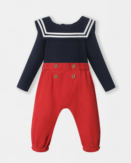 Nautical Bodysuit + Sailor Pant - Navy/Red