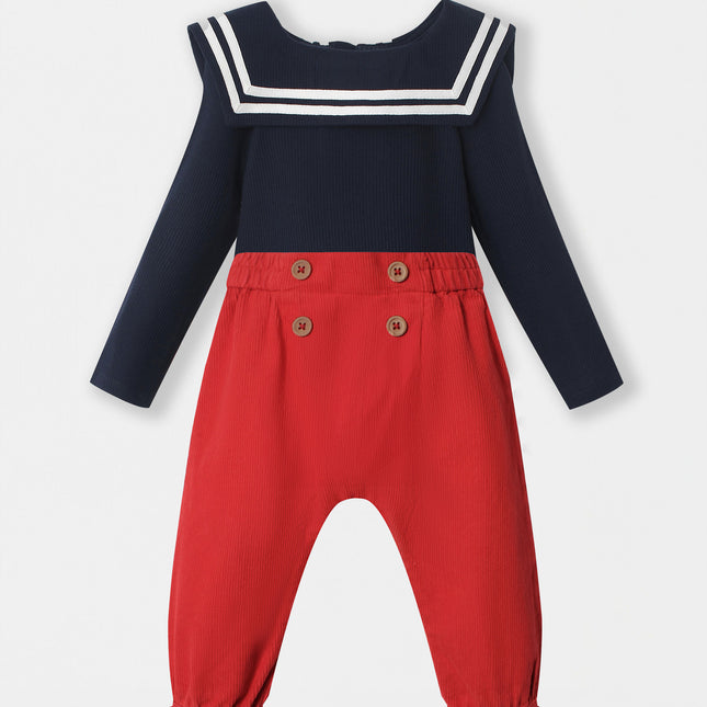Nautical Bodysuit + Sailor Pant - Navy/Red
