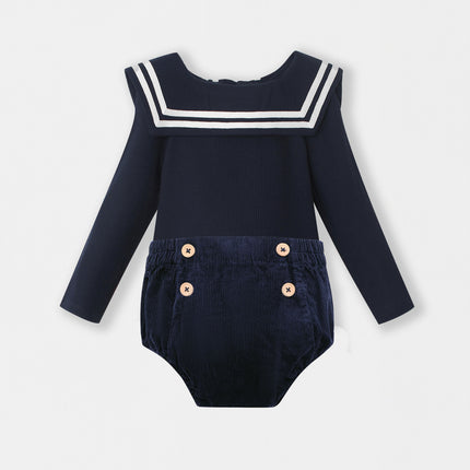 Nautical Bodysuit + Sailor Short - Navy Blue