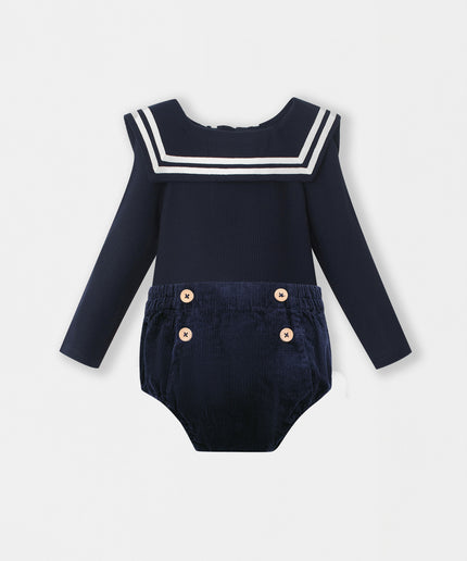 Nautical Bodysuit + Sailor Short - Navy Blue
