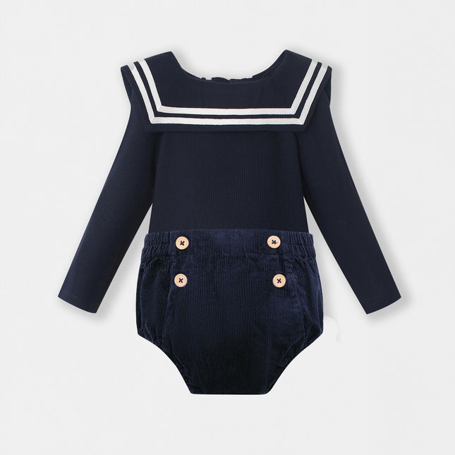 Nautical Bodysuit + Sailor Short - Navy Blue