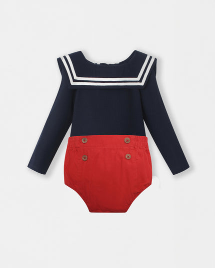 Nautical Bodysuit + Sailor Short - Navy/Red