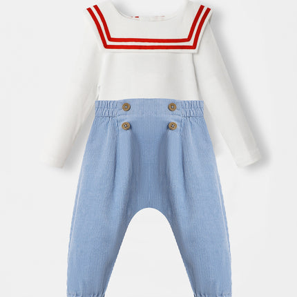 Nautical Bodysuit + Sailor Pant - White/Blue