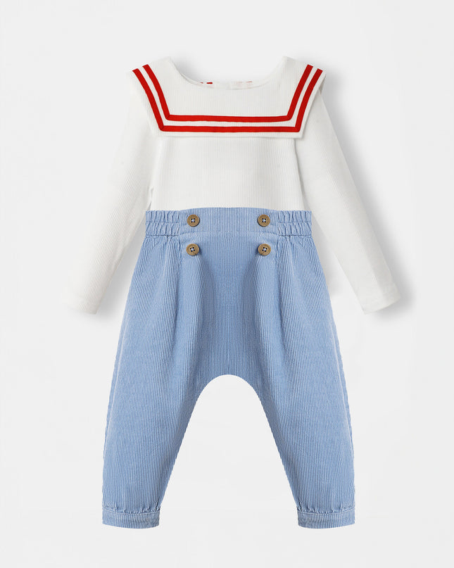 Nautical Bodysuit + Sailor Pant - White/Blue