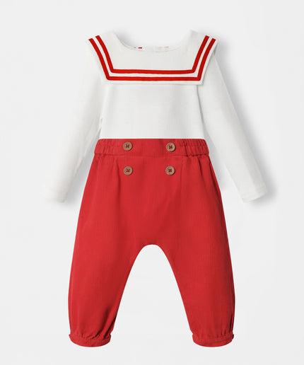 Nautical Bodysuit + Sailor Pant - White/Red
