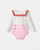 Nautical Bodysuit + Sailor Short - White/Pink