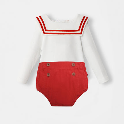 Nautical Bodysuit + Sailor Short - White/Red