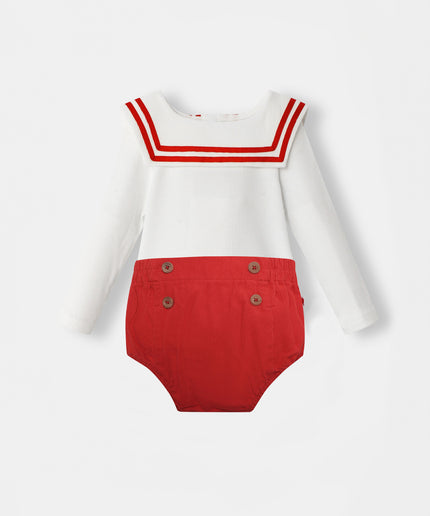 Nautical Bodysuit + Sailor Short - White/Red