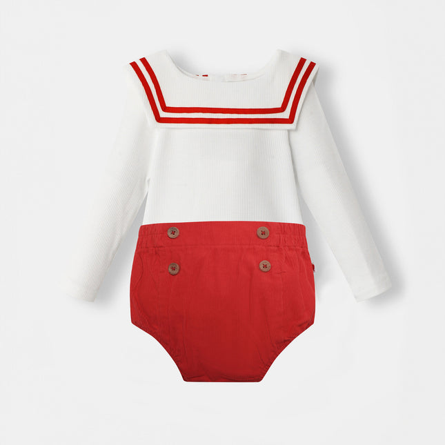 Nautical Bodysuit + Sailor Short - White/Red