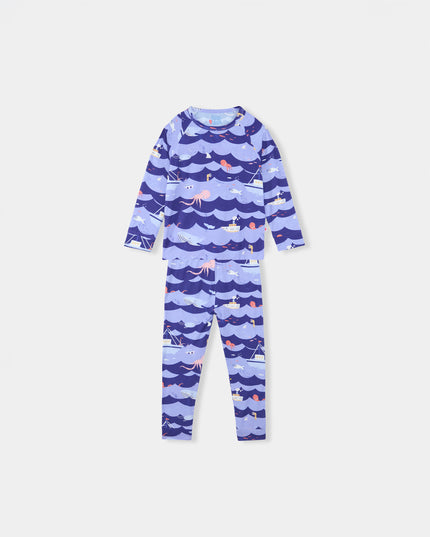 Nighty Night Pajama (2-10 Years) - Ocean Snuggles - Atlas & Maya  Nighty Night Pajama (2-10 Years) - Ocean Snuggles Bamboo Pajama