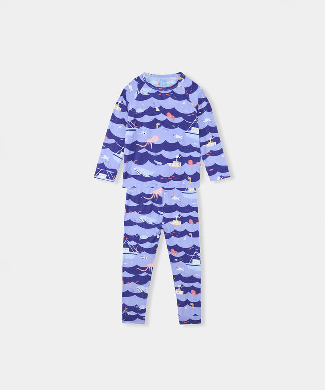 Nighty Night Pajama (2-10 Years) - Ocean Snuggles - Atlas & Maya  Nighty Night Pajama (2-10 Years) - Ocean Snuggles Bamboo Pajama